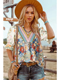 Fashion-W Crochet Boho Half & Long Sleeve Floral Blouse
