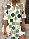 Polka Dot Mini Dress Shift V Neck Summer Dress