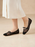 Florence Sheer Mesh Ballet Flats Cap Toe Ribbon Strap Flats