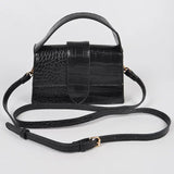 Faux Croc Top Handle Crossbody Bag
