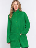 Long Sleeve High Neck Button Down Coat