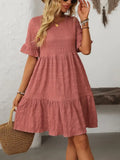 Ruffle Sleeve Tiered Mini Dress Flowy Summer Casual