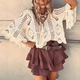 Boho Chic Beach Western Crochet Floral Blouse