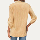 Classic Striped Pattren V Neck Half Sleeve Top