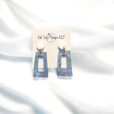 Light Blue & White Acrylic Game Day Earrings