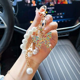 Pearl Alloy Butterfly Keychain Pendant