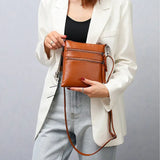 Soft Leather Vertical Zipper Shoulder BAG