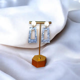 Light Blue & White Acrylic Game Day Earrings