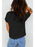 66 Leopard Bow Embroidered Cotton Plus Size T Shirt
