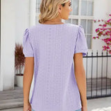 Square Collar Splicing Short Sleeved