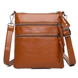 Soft Leather Vertical Zipper Shoulder BAG