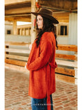 Rust Long Sleeve Knitted Cardigan