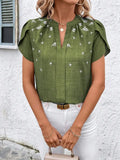 Printed Half Open Collar Embossed Pullover