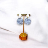 Light Blue & White Acrylic Game Day Earrings