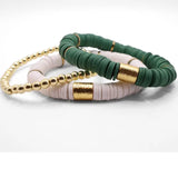 Green and White Game Day Bracelet Stack