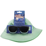 Boys Sunglasses with Bucket Hat Dino Green Print Combo Set