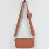 Faux Leather Crossbody Bag W/Mini Pouch