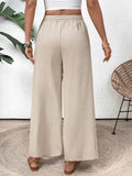 Spring Casual Wide Leg Drawstring Pocket Pants