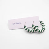 Green and White Game Day Hoop Earrings