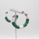 Green and White Game Day Hoop Earrings