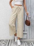 Wide Leg Pants Striped Women Drawstring Casual Pants