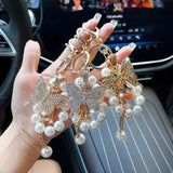 Pearl Alloy Butterfly Keychain Pendant