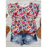 Summer Short Sleeve Floral Print Casual Shirt