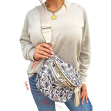 Camouflage Print Gold Chain Strap Zipper Crossbody Bag