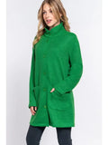 Long Sleeve High Neck Button Down Coat