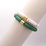 Green and White Game Day Bracelet Stack