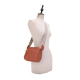 Two Tone Women's Crossbody Bag with Guitar Strap