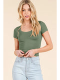Short Sleeve Scoop Neck Crop Top