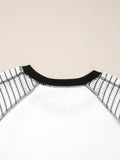 Blavk striped bracelet sleeve raglan patchwork