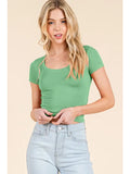 Short Sleeve Scoop Neck Crop Top