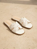 Britney Lace Mesh Sandals H-Cutout Square Toe Slides
