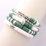 Green and White Game Day Bracelet Stack