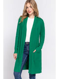 Long Sleeve Rib Banded Open Tunic Sweater Cardigan
