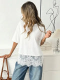 White Lace Trim Soft Lightweight Relaxed Fit Top