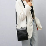 Soft Leather Vertical Zipper Shoulder BAG