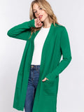 Long Sleeve Rib Banded Open Tunic Sweater Cardigan