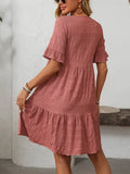 Ruffle Sleeve Tiered Mini Dress Flowy Summer Casual