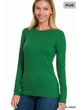 Plus Size Brushed Microfiber Long Sleeve Round Zenana