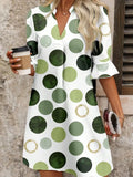 Polka Dot Mini Dress Shift V Neck Summer Dress